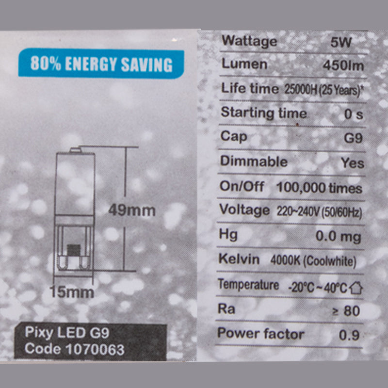 5W PIXY LED G9 Lightbulb - #1070063