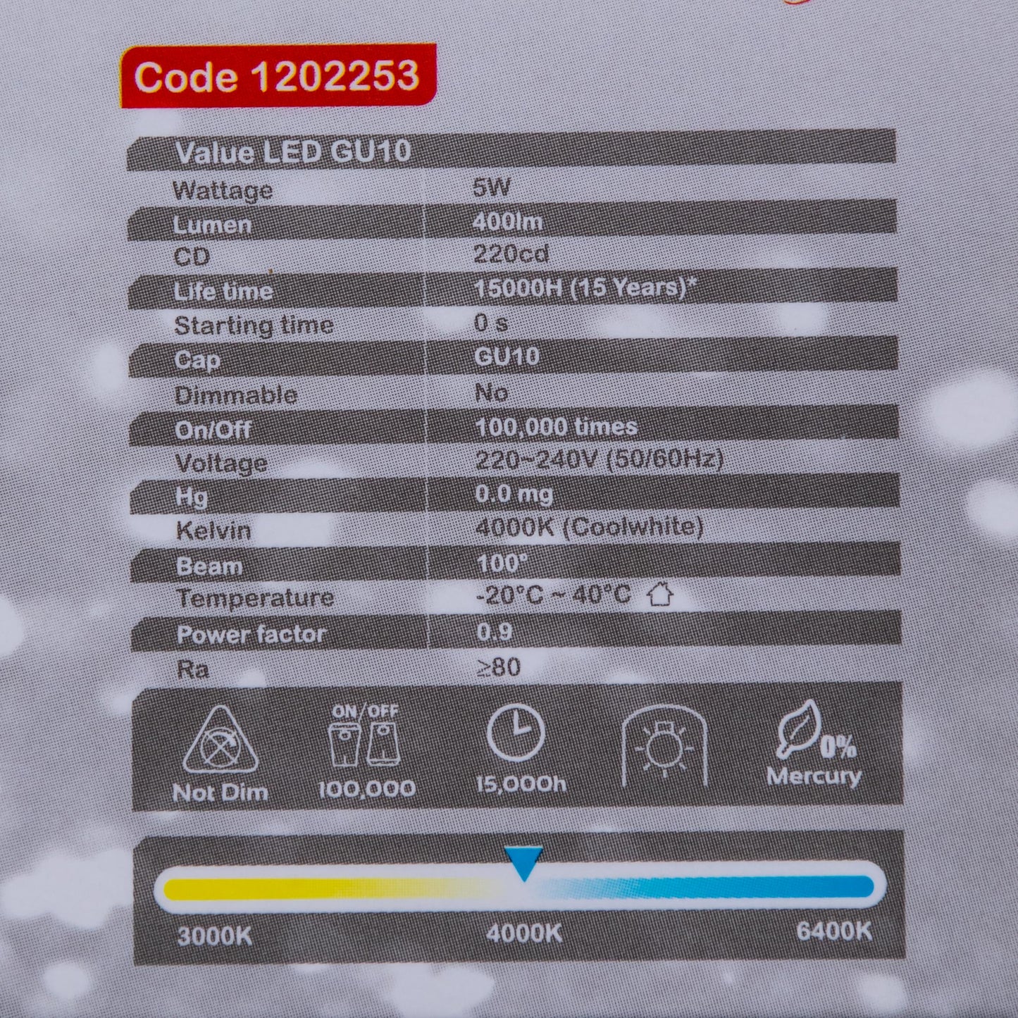 5W VALUE GU10 LED Lightbulb - #1202253