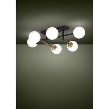 PAZ Stl, Opal Glass Ceiling Lt Bk, Brass White E14 #390176