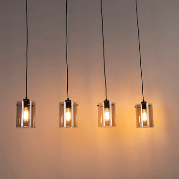 HORTUNAS 4 Lt Smoked Glass Pendant Black #390433