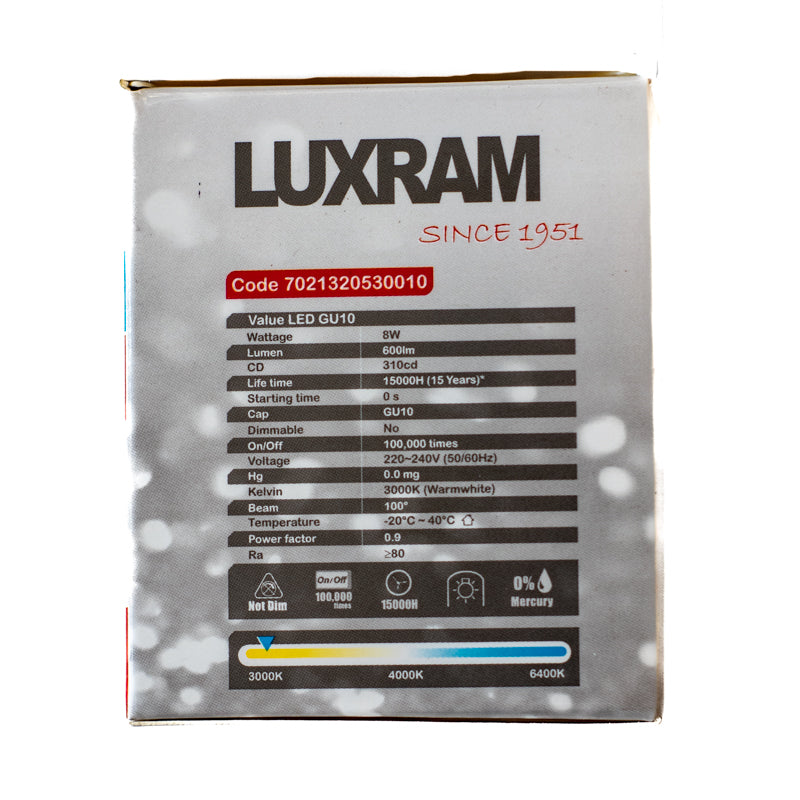 8W VALUE LED GU10 Lightbulb - #702132053