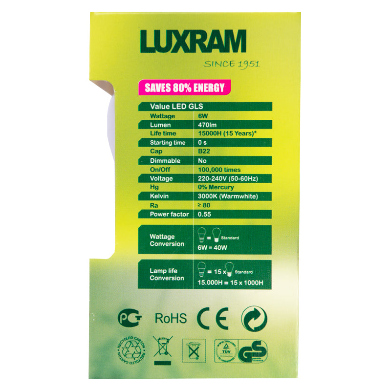 6W VALUE LED WW Lightbulb - #751275053