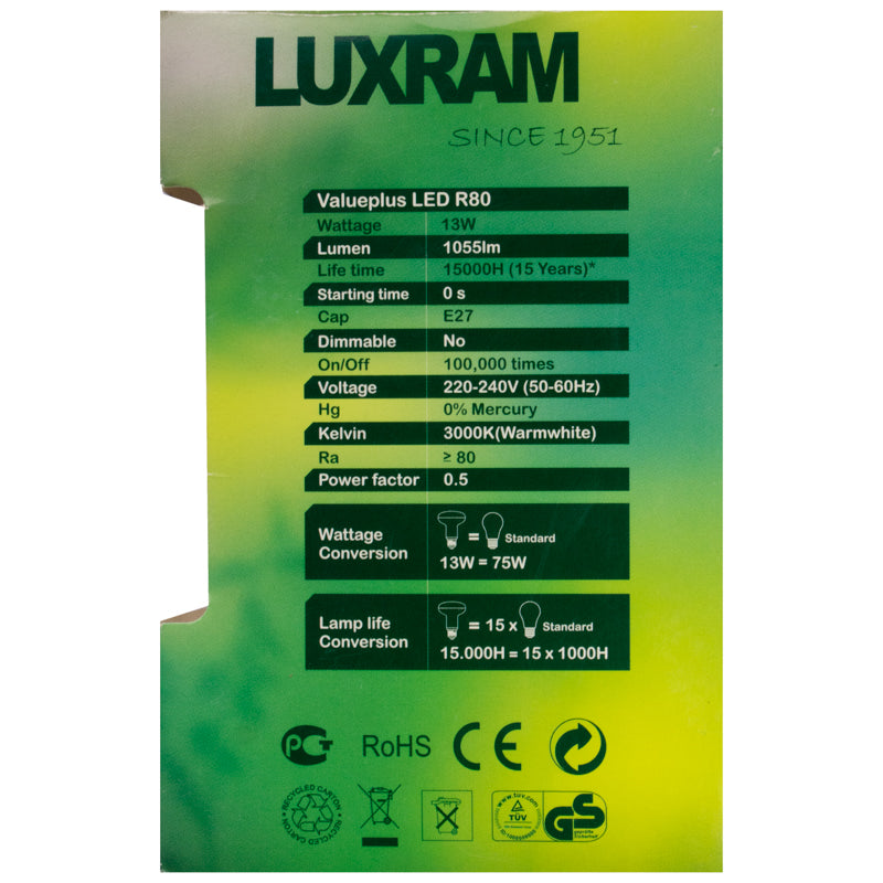 13W VALUE+ LED R80 Lightbulb - #759734053