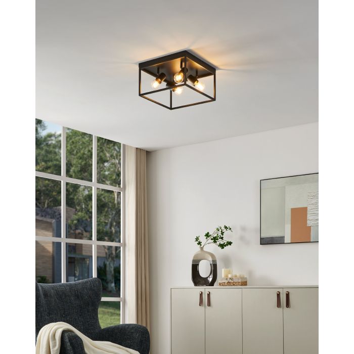 SILENTINA Stl Ceiling Lt Black E27 #98334