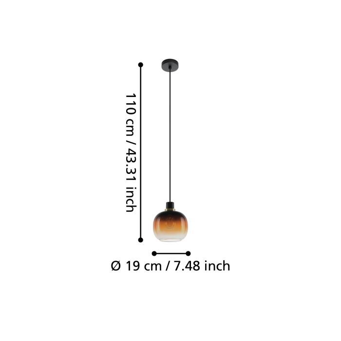 OILELLA Stl, Glass Pendant Blk, Brown E27 IP20 #99614