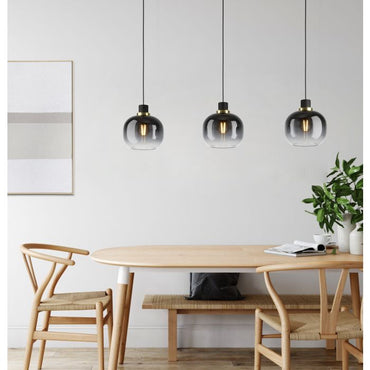 OILELLA Stl 3 Lt Pendt. Black, Grey Transparent E27 #99617
