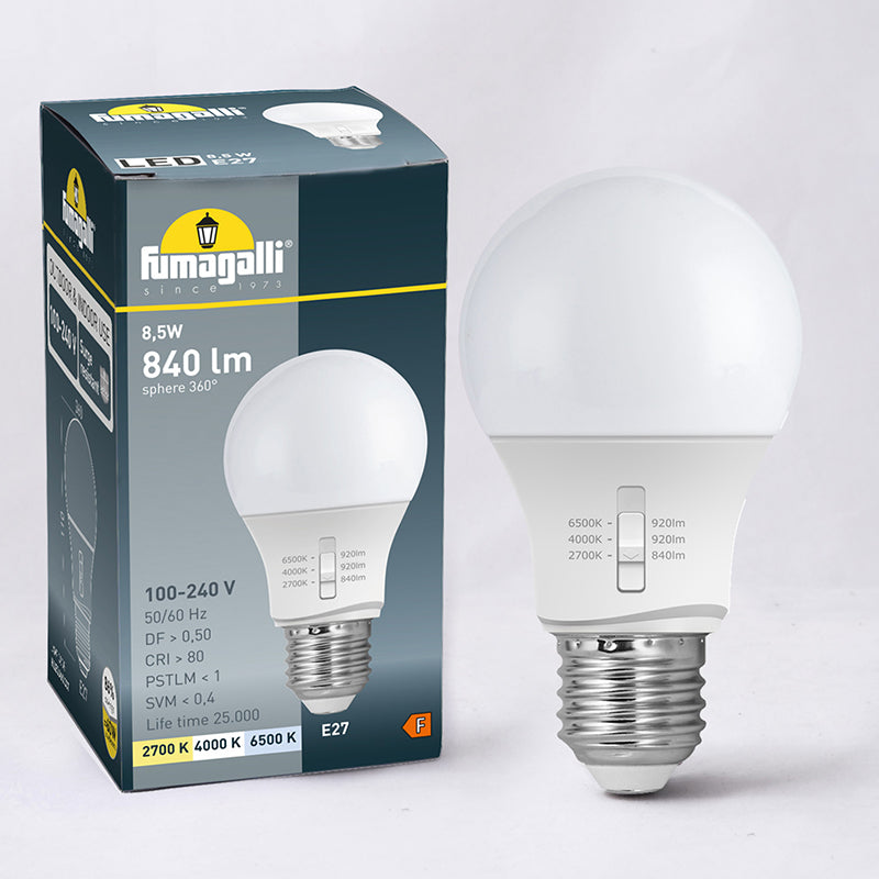 A60 E27 LED Lamp 8.5W side view globe with box