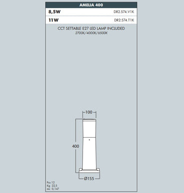 AMELIA 400 Bollard Ground Light - #DR2.574B