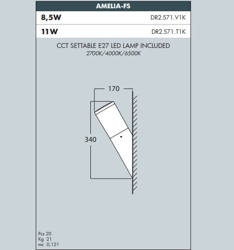 AMELIA 800 Bollard Wall Light - #DR2.570G