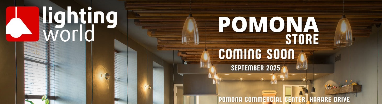 Advertisement for Lighting World's Pomona store opening in September 2025.