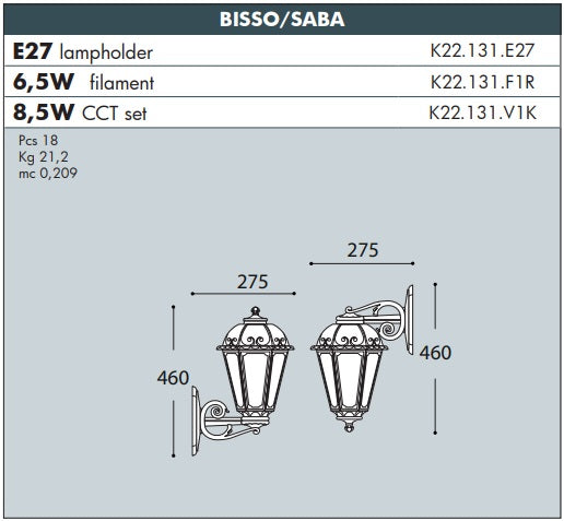 BISSO/SABA E27 Black Lantern - #K22.131B