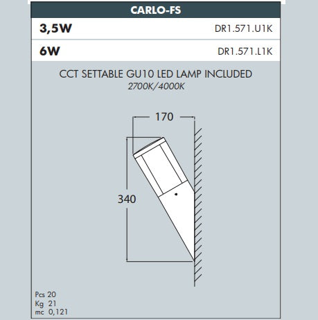 CARLO Bollard Wall Light - #DR1.570B