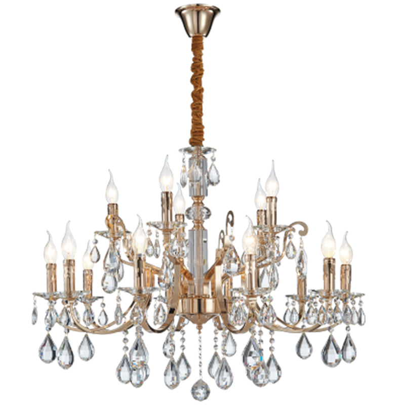 Crystal Iron Clear Glass and Crystal Chandelier - #CH511/15 CRYSTAL