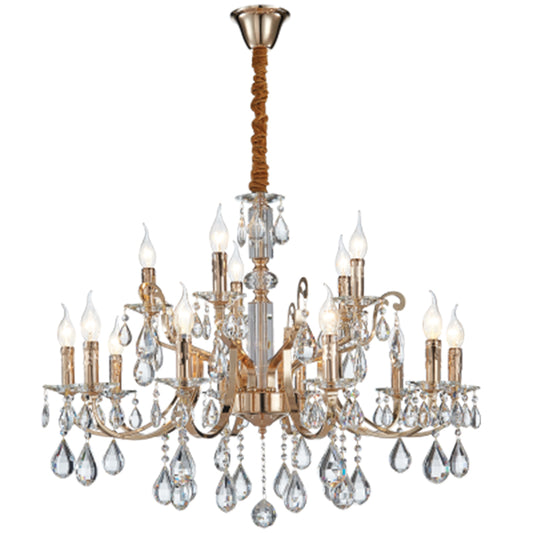 Crystal Iron Clear Glass and Crystal Chandelier - #CH511/15 CRYSTAL