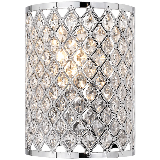 Chrome Wall Lt w Clear Acrylic Beads Chrome #WB045/1 CHROME