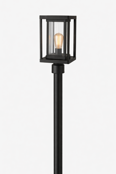 Alumin. Pedestal/Pole Lantern Bk,Clear E27 IP54 #L511 BLACK