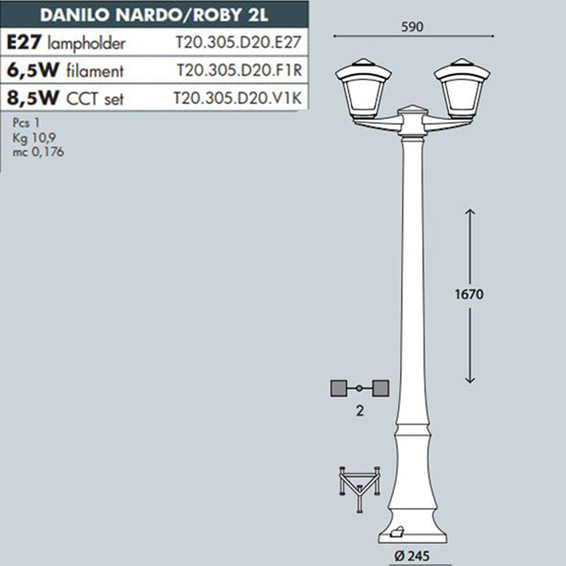 SICAR/ROBY 2L Pillar Lamps - #T20.305.D20B