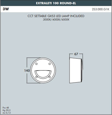 EXTRALETI 100 Round Brick Light - #2S3.000.EL.B