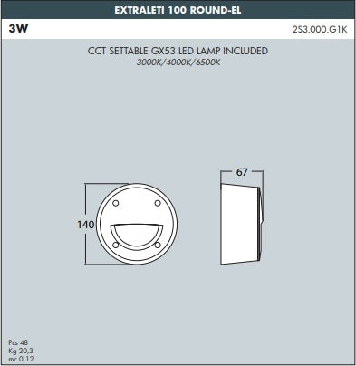 EXTRALETI 100 Round Brick Light - #2S3.000.EL.G