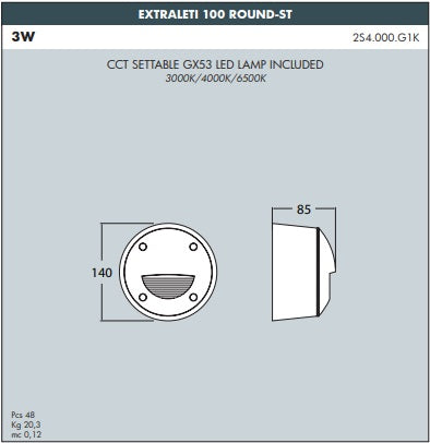 EXTRALETI 100 Round Brick Light - #2S4.000.ST.W