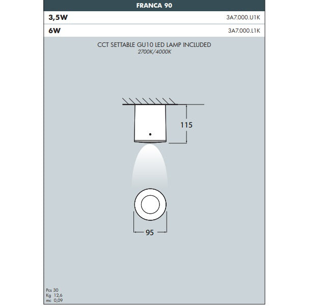 FRANCA 90 Ceiling Light - #3A7.000B