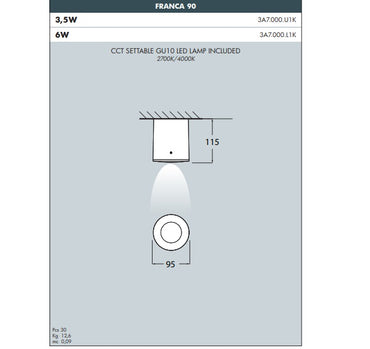 FRANCA 90 Ceiling Light - #3A7.000B