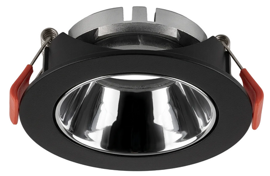 GU10 DL Fitting Round Black, Silver 85x40mm IP20 #TS24-6E-BS