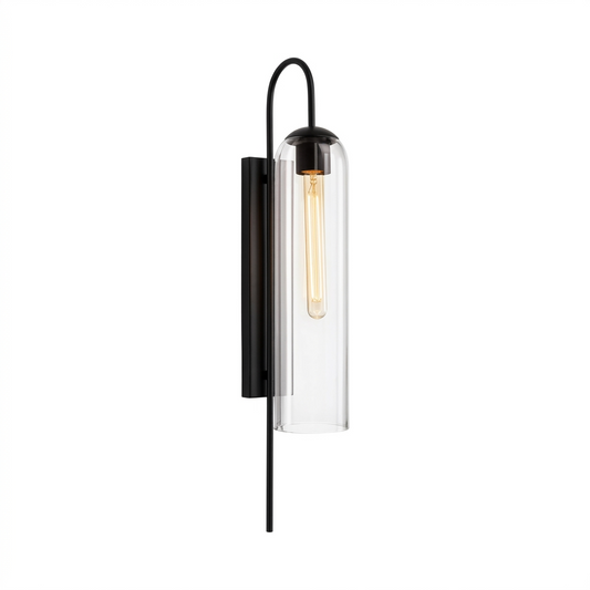 DARK-PRET Metal Flute Glass Wall Lt Clear, Black E27 #DK024