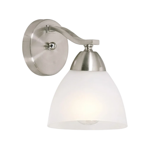 Wall Light w Sat Chrome Bracket White Shade E27 #WB167/1 SATIN