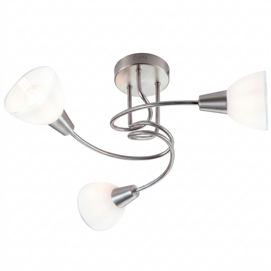 Patterned Glass Ceiling Fitting White #CF469/3 W