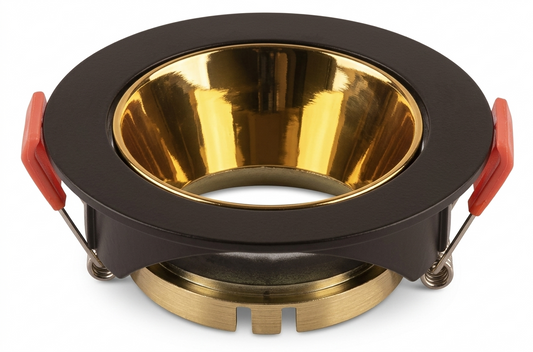 GU10 DL Fitting Round Black, Gold 85x40mm IP20 #TS24-10BG