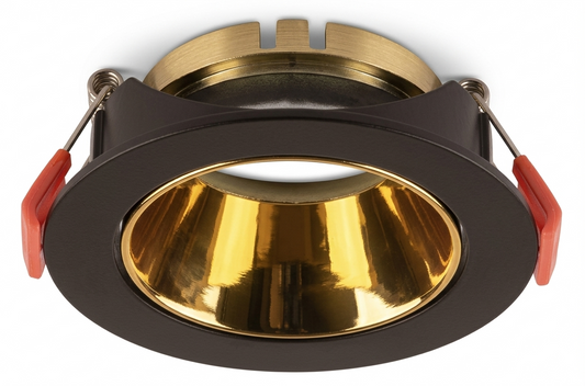 GU10 DL Fitting Round Black, Gold 85x40mm IP20 #TS24-10BG