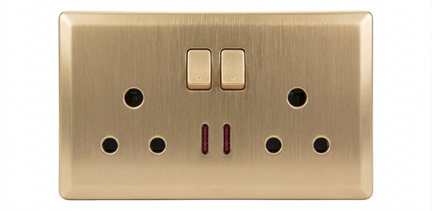 15A Double Socket Outlet with Neon Gold #S7060G