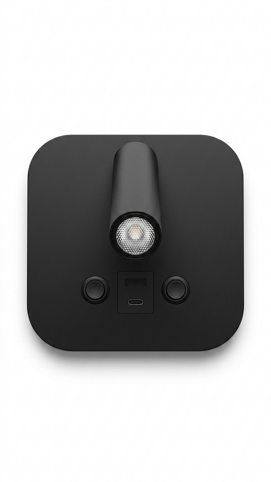 8W Wall Spot w Sq Bracket, Switch, USB Blk 32mm #LBD8260C-8