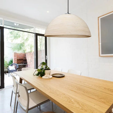 40W Large Tube Pendant Rattan Wood E27 IP20 #GO-KLCH-362L/WD