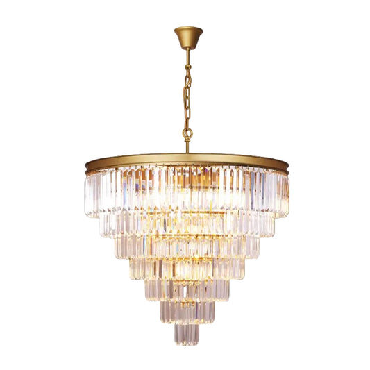 X. Large Crystal 7 Tier Chandelier, Satin Gold E14 #KLCH-6515/13-SG