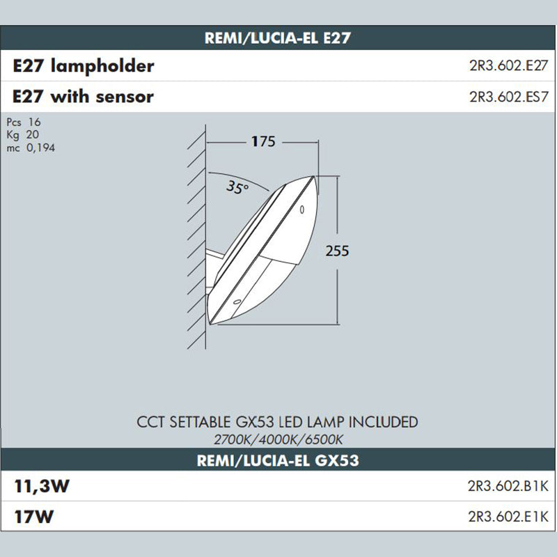 LUCIA Bracketed Wall Light - #2R3.602G