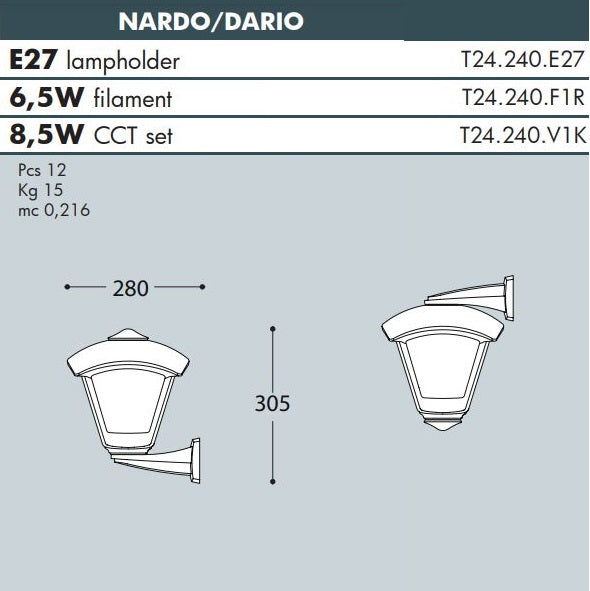 NARDO/DARIO Wall Lantern - #T24.240B