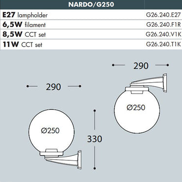 NARDO Globe 250 Wall Light - #G26.240