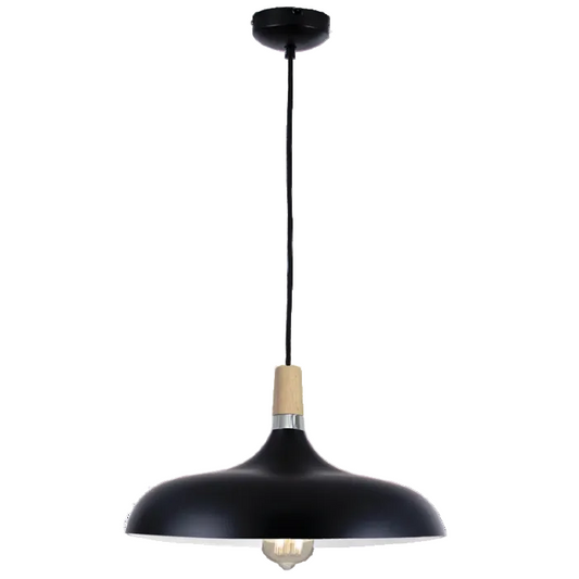 Metal & Wood Pendant Black 330mm #PEN556