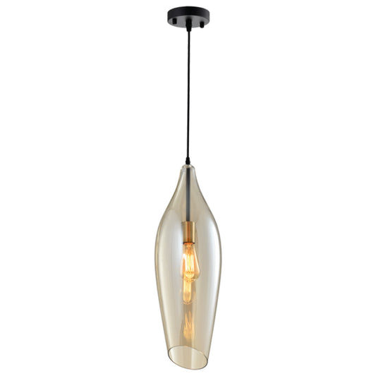 Metal, Cognac Colour Glass Pendant E27 570mm #PEN572/1 GLASS