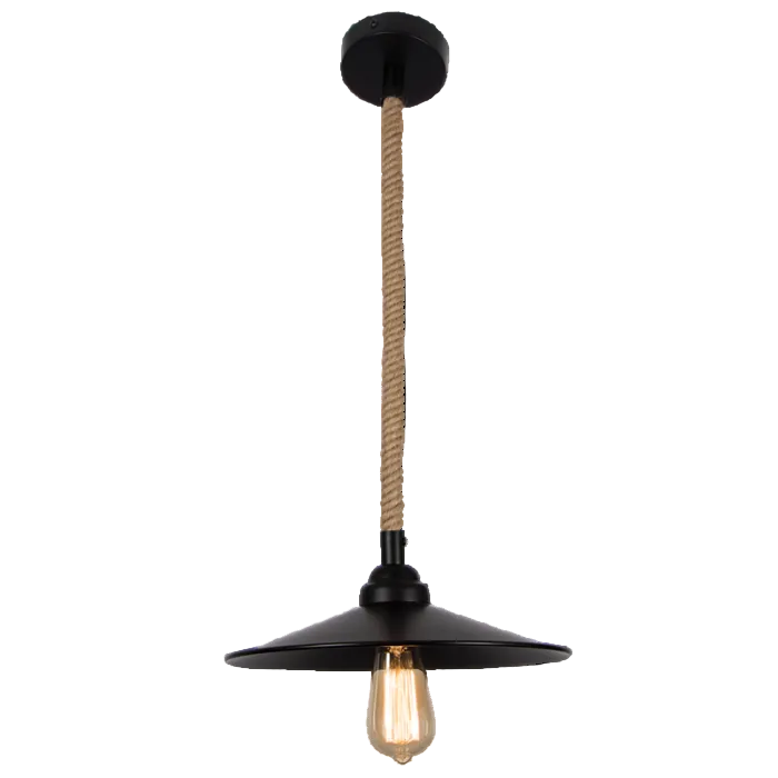 Metal Pendant with Rope Black E273 #PEN.586