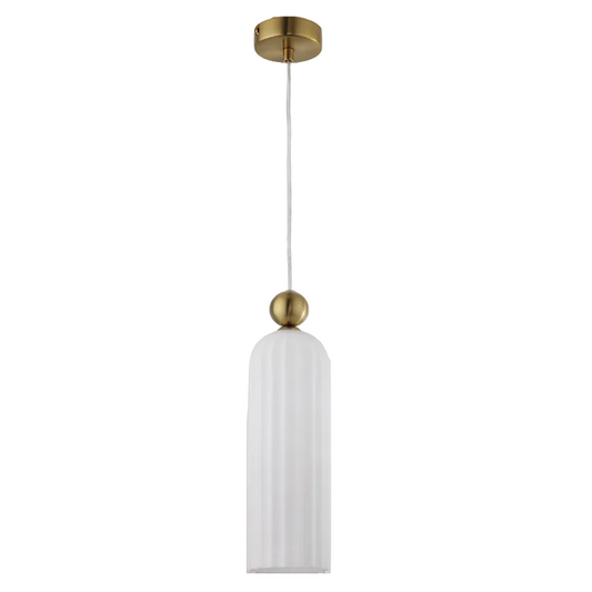 Metal, Fluted Glass Pendant White E14 #PEN854 WHITE