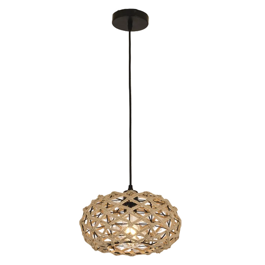 Metal, Rope Sphere Pendant Matt Black, Natural E27 #PEN859