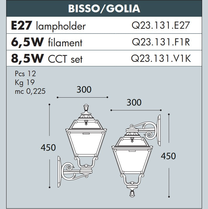 BISSO/GOLIA Wall Lantern Black - #Q23.131