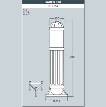 SAURO 800 Bollard Garden Light - #D15.554B