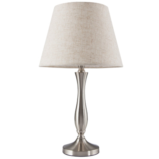Metal Desk Lamp w Hessian Shade Satin E14 #TL181 SATIN