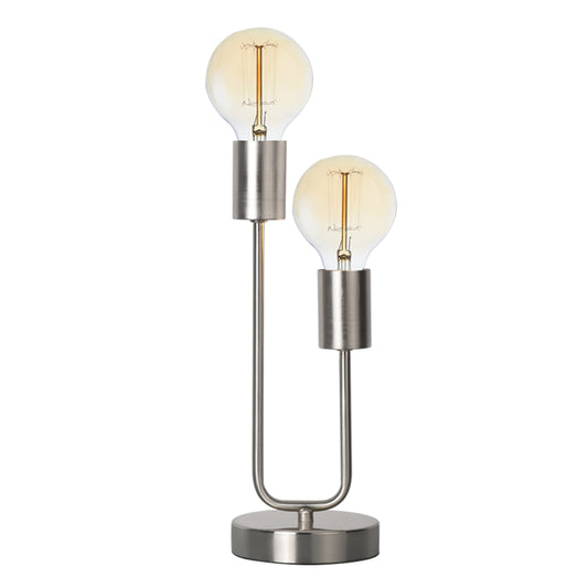 Metal 2 Lt Table Lamp Satin E27 #TL651 SATIN