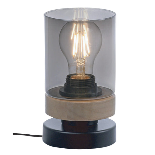 Metal,Wood Table Lamp Smoky, Black E27 #TL699 WOOD