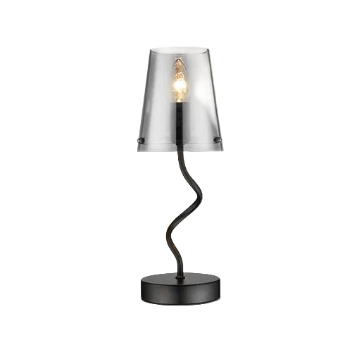 Metal Table Lamp with Smoky Glass Shade E14 #TL823 MATT BLACK